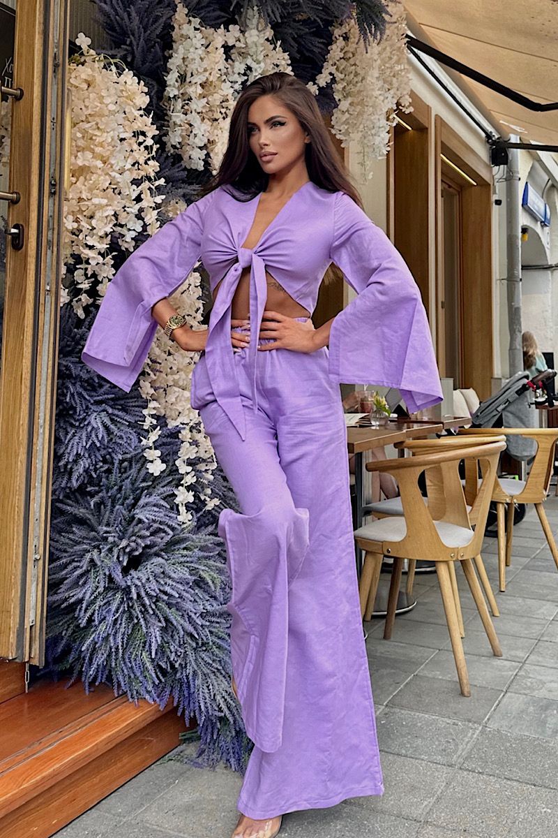 WhatsApp Image 2023-05-29 at 20.27.48 (1) Брюки изо льна лавандовые — изображение 1