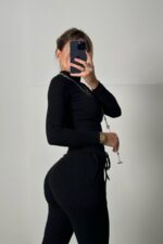 Лонгслив вязаный Chloya черный — изображение 3