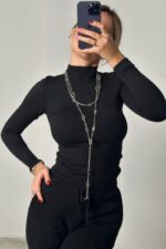 Лонгслив вязаный Chloya черный