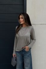 Лонгслив прозрачный оливковый