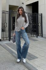 J-001 Джинсы широкие синие с пуговицами