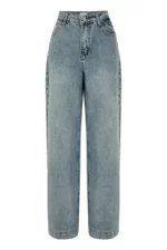 Джинсы серо-голубые широкие